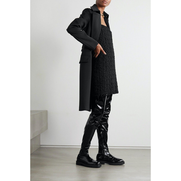 Givenchy Squared Black Patent Leather Thigh High OTK Over The Knee Flat Boots 41 - Picture 3 of 12